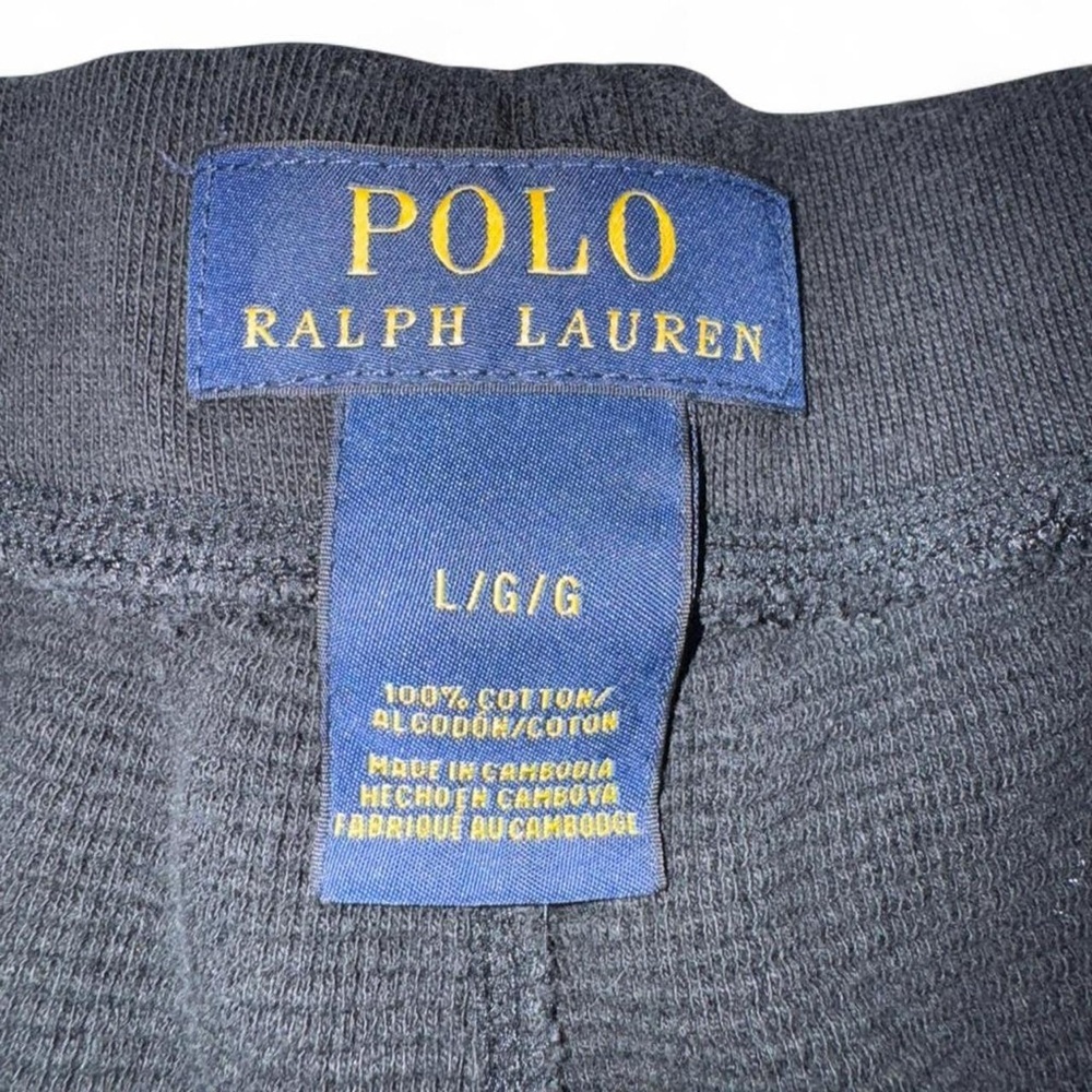 Polo Ralph Lauren Waffle Knit Lounge Shorts Black Red Pony Logo Size Large - Picture 3 of 4